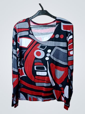Langärmliges Top mit abstraktem Print