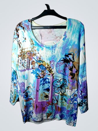 Christine Laure Abstract Floral Print Langarmtop