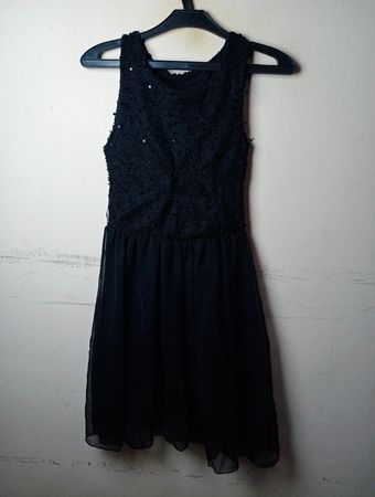 Dolce & Gabbana Schwarzes Pailletten- und Chiffonkleid