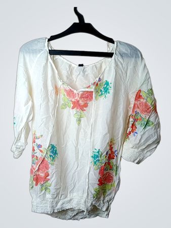 Colours of the World weiße Bluse mit Blumenmuster