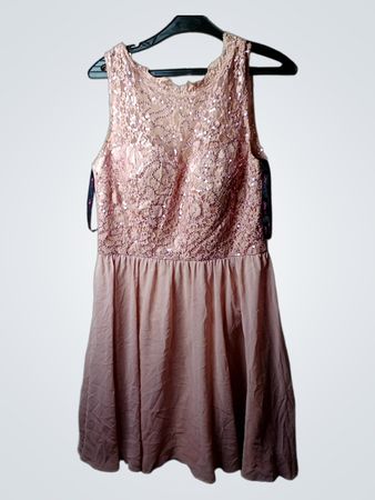 LAONA Rosa Pailletten-Spitzenkleid