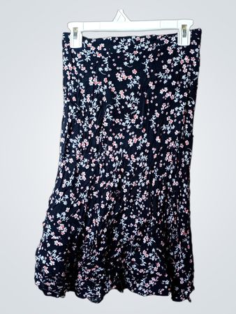 Schwarzer Maxirock mit Blumenmuster