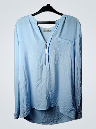 Blaues Langarmshirt mit Reißverschluss