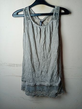 Colours of the World Tanktop mit grauer Spitzenverzierung