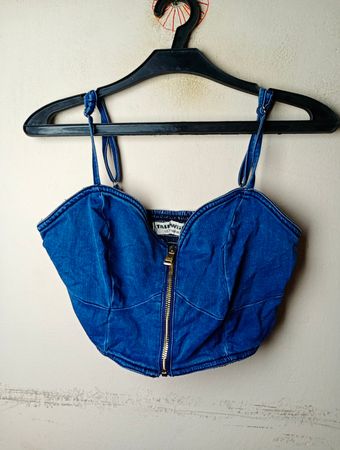 TALLWEIL Denim-Bustier mit Reißverschluss