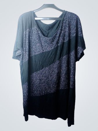 Schwarzes T-Shirt mit Glitzerstreifen