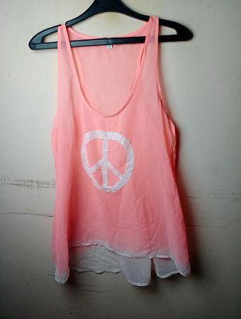 Tally Weijl Damen Pinkes Tanktop mit Peace-Zeichen