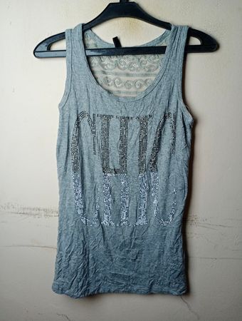 Colosseum Casual graues Tanktop mit Strassverzierung und Spitzenrücken