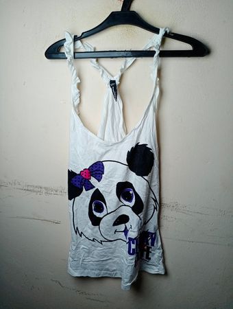 Blind Date Lässiges weißes Tanktop mit Panda-Grafik