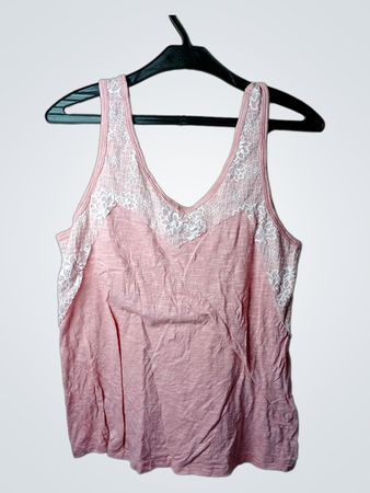 Tanktop mit rosa Spitzenbesatz
