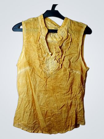 LERROS Gelbe ärmellose Bluse mit Volants