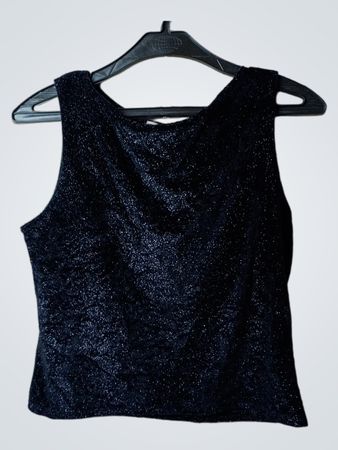 Tessy Collection schwarzes, glitzerndes ärmelloses Oberteil
