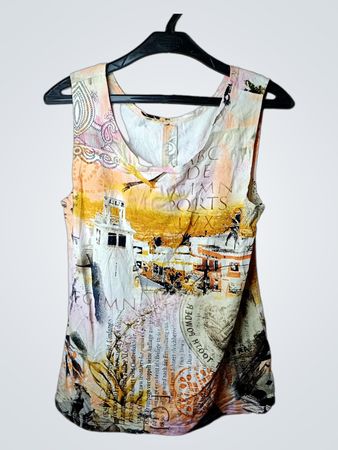 Ärmelloses Top mit Collage-Print