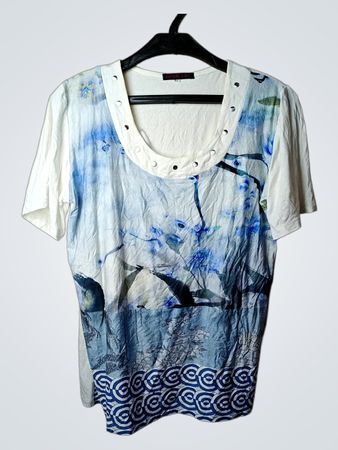 BONCLAR Damen-T-Shirt mit blauem Blumenmuster