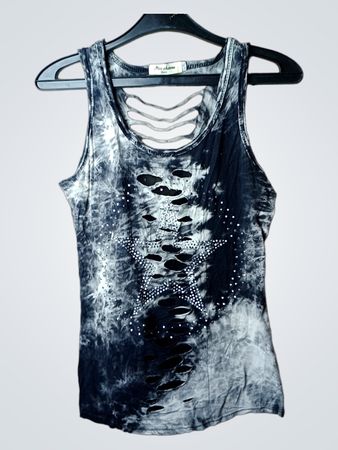 Miss charm Paris Women's Batik-Stern-Strass-Cut-out Tanktop