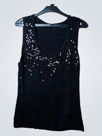 Tuzzi Schwarzes Pailletten-Trägershirt