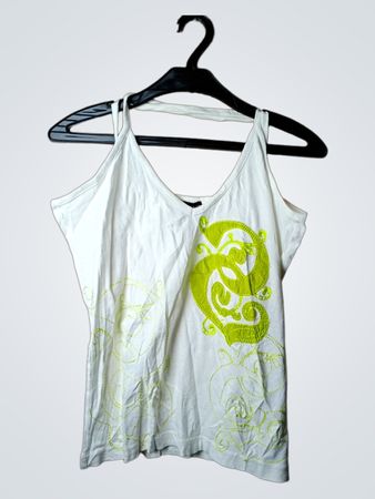 MALAWI & CO Weißes Tanktop mit grünem Aufdruck