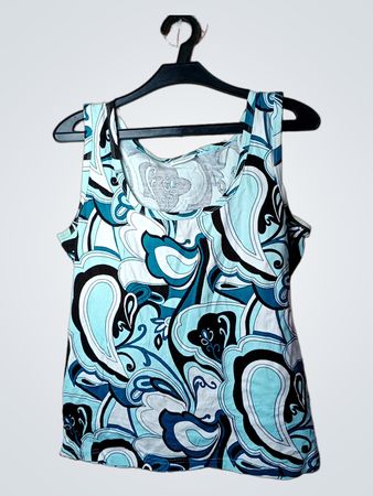 Tanktop mit blau-weißem Wirbelmuster