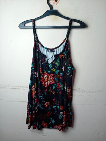 BODYFLIRT Black Floral Print Spaghetti Strap Tank Top