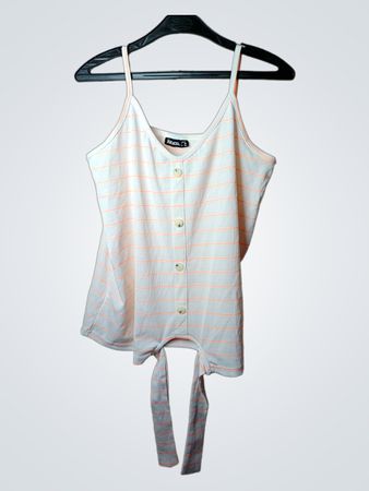 Janina White und orange gestreifte Camisole mit Knopfleiste und Bindeband