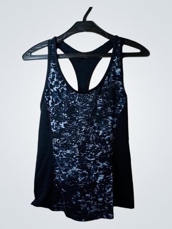 Schwarz-blau gemustertes sportliches Tanktop