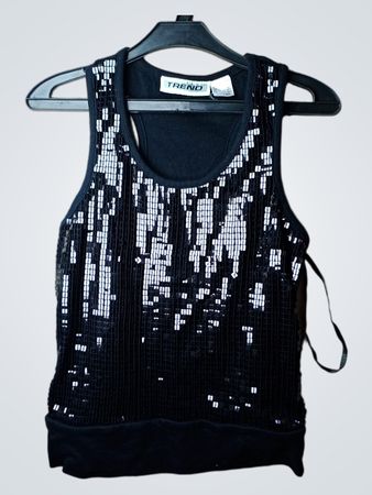 TREND Damen schwarzes Pailletten-Top