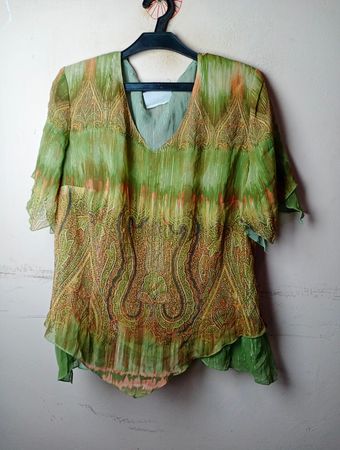 HERMANN LANDE grüne Paisley‑Print‑Bluse Größe 42