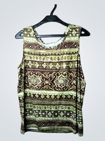 Ärmelloses Tanktop mit braunem und grünem Muster