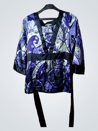 ANNE KLEIN Damenbluse mit lila Blumenmuster