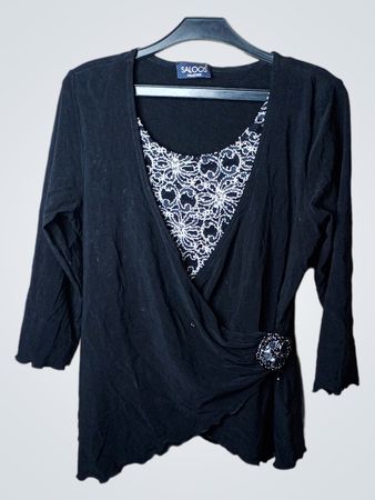 Saloos Collection Schwarzes verziertes Wickeloberteil