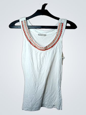 orsay weißes Trägershirt mit besetztem Halsausschnitt