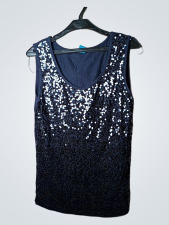 Marineblaues Pailletten-Trägertop