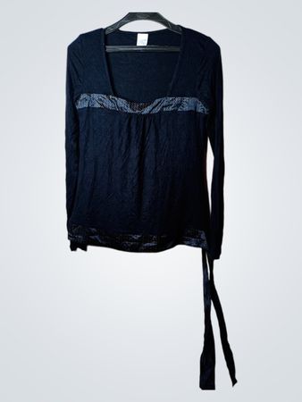 Camaku schwarzes Langarm-Oberteil mit dekorativem Besatz