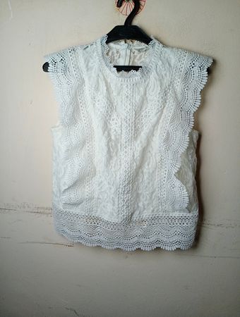 ONLY Weißes Spitzen-Ärmelloses Top