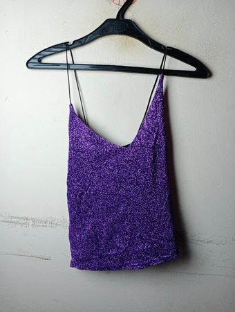 Lila Metallic-Strick-Cami-Top