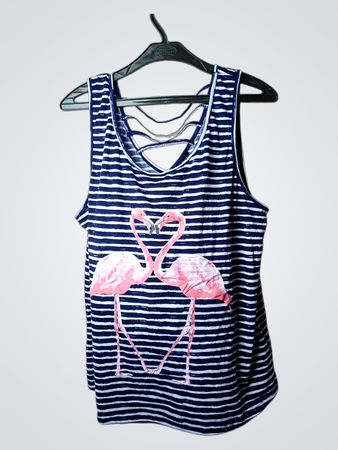 Nina Damen gestreiftes Flamingo-Trägerhemd