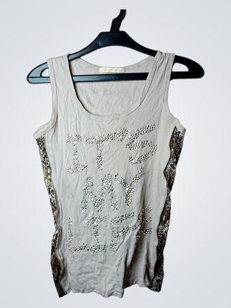 Buyer Story "It's My Life" Tanktop mit Strassbesatz und Pailletten-Seitenteilen