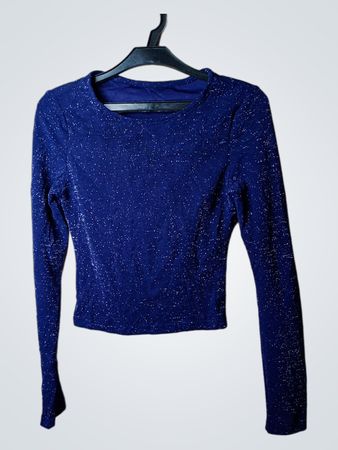 Blaues glitzerndes Langarmoberteil