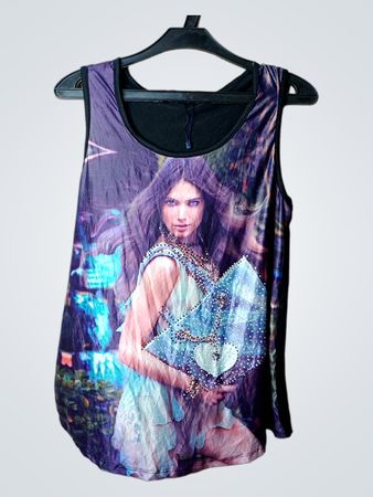 Cenzia Damen ärmelloses Tanktop mit Grafikdruck
