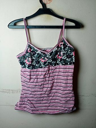 COLOURS OF THE WORLD Camisole mit Blumen- und Streifenmuster