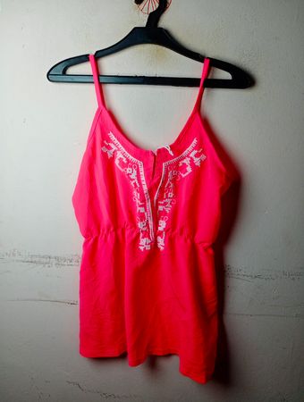 Janina Pink Besticktes Spaghettiträgerkleid