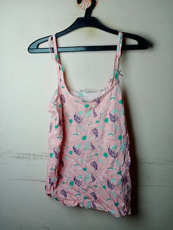 Bluemotion Pink Leaf Print Spaghetti-Träger-Top