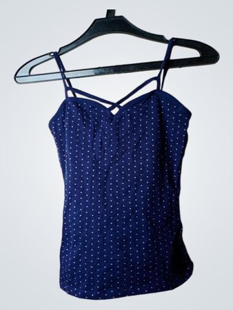 Tally Weijl marineblaues Trägertop mit weißen Punkten