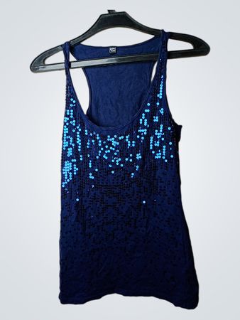 Blaues Tanktop mit Pailletten