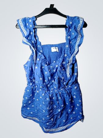 Old Navy Blaues Blumen-Smoking-Oberteil