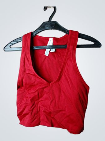Athleta Rotes Geripptes Kurzgeschnittenes Tanktop