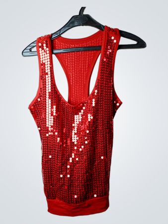 Rotes Pailletten-Racerback-Top