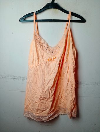 MODESZENE Peach Spitzenbesatz Top