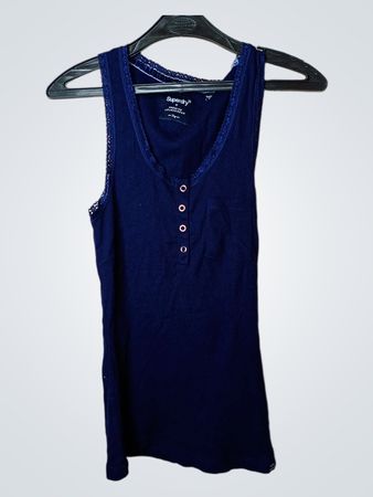 Superdry Marineblaues Ripp-Henley-Top (Tanktop)