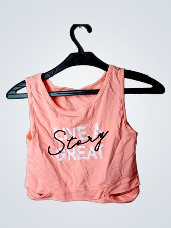 Pageone Young Korallenfarbiges Grafik-Crop-Top